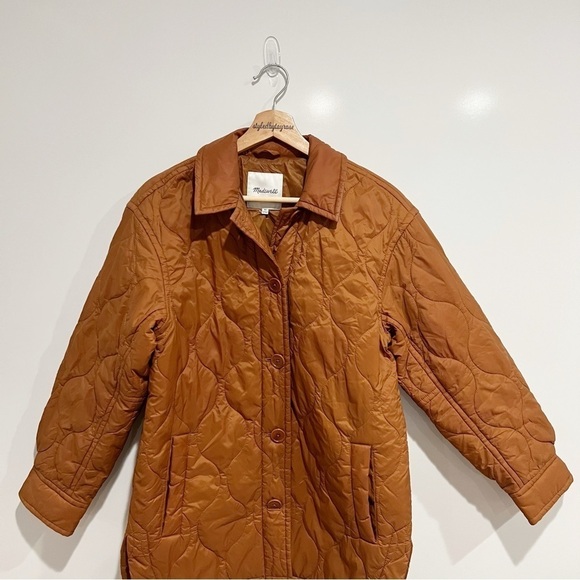 Madewell Airpuff Shirt Jacket in Orange Brown - Picture 12 of 13